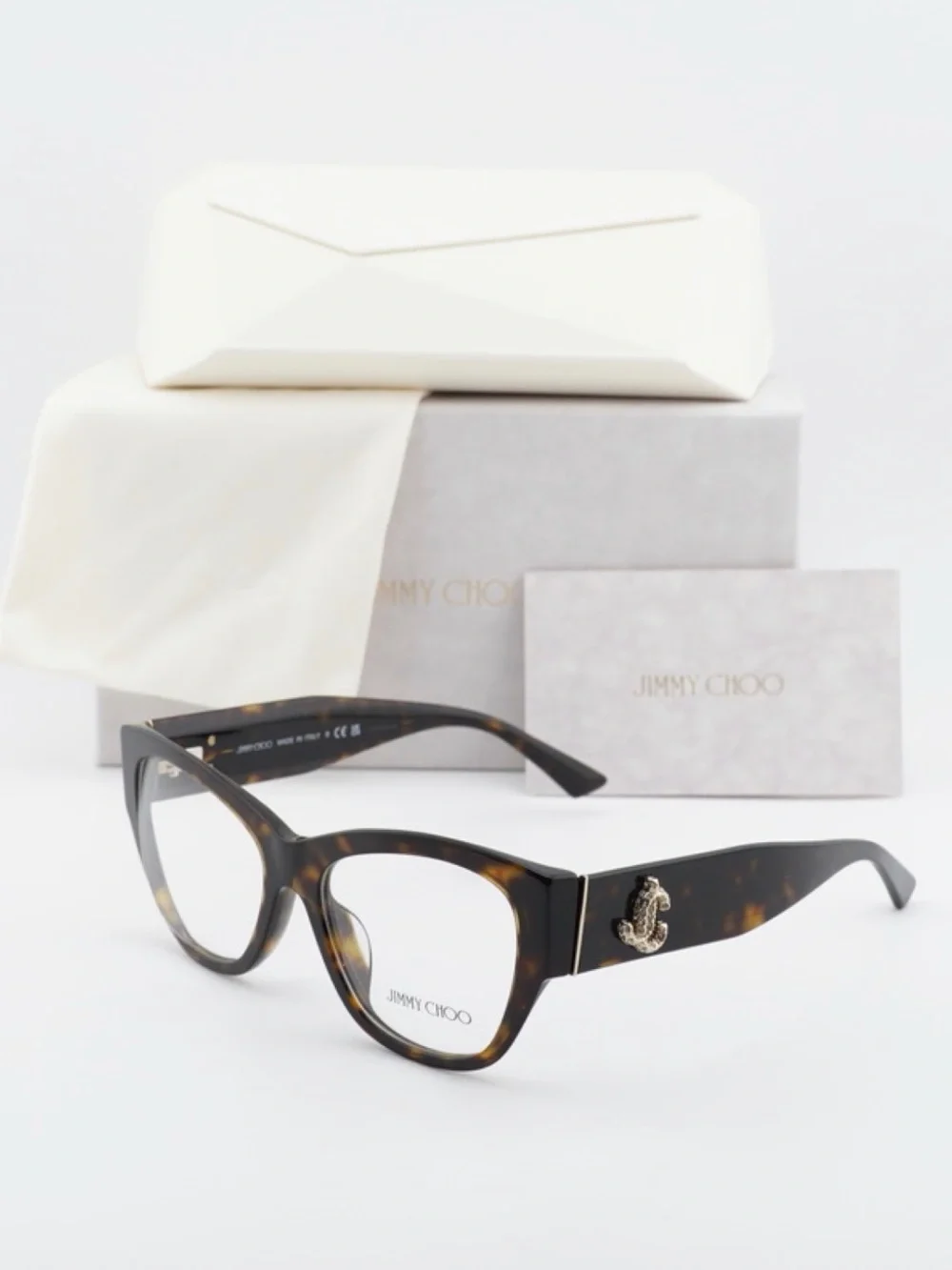 New Jimmy Choo JC3033BU 5002 Tortoiseshell Cat-Eye Glasses Authentic